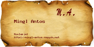 Mingl Antos névjegykártya
